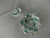 ESTATE LARGE 2.41CT DIAMOND & AAA EMERALD 18K WHITE GOLD CLASSIC FLOWER PENDANT