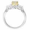 ESTATE GIA 1.30CT WHITE & FANCY YELLOW DIAMOND 18KT 2 TONE GOLD ENGAGEMENT RING