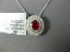 ESTATE .68CT DIAMOND & AAA RUBY 18KT WHITE GOLD OVAL DOUBLE HALO CLASSIC PENDANT