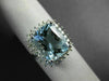 ESTATE 4.05CT DIAMOND & AAA AQUAMARINE 14KT WHITE GOLD 3D SQUARE ENGAGEMENT RING