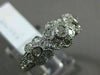 ESTATE .75CT DIAMOND 14KT WHITE GOLD 3 STONE FLOWER FILIGREE MILGRAIN LOVE RING