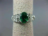 ESTATE 1.21CT DIAMOND & AAA OVAL EMERALD 14KT WHITE GOLD 3D LOVE ENGAGEMENT RING