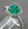 ESTATE 1.31CT AAA EMERALD & DIAMOND 14KT WHITE GOLD HALO ENGAGEMENT RING #22244