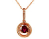 ESTATE .30CT DIAMOND & AAA RUBY 14KT ROSE GOLD 3D POUND LOVE KNOT PENDANT