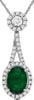 1.43CT DIAMOND AAA EMERALD 14KT WHITE GOLD OVAL HEART TEAR DROP FLOATING PENDANT