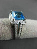 ESTATE WIDE 3.5CTW DIAMOND & AAA EXTRA FACET BLUE TOPAZ 14K WHITE GOLD HALO RING