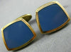 ESTATE AAA BLUE CHALCEDONY 18KT YELLOW GOLD 3D CLASSIC SQUARE MEN'S CUFFLINKS