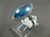ESTATE 4.54CT DIAMOND & AAA BLUE TOPAZ 14KT WHITE GOLD 3D MARQUISE HALO FUN RING
