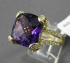 ESTATE LARGE 6.99CT DIAMOND & AAA AMETHYST 14KT YELLOW 3 DIMENSION COCKTAIL RING