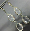 ESTATE LARGE AAA CRYSTAL 14K WHITE GOLD 3D TEAR DROP LEVER BACK HANGING EARRINGS