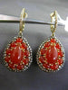 ESTATE .92CT DIAMOND & RED AGATE 14KT YELLOW GOLD 3D FILIGREE HANGING EARRINGS