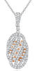 .52CT DIAMOND 18KT WHITE & ROSE GOLD MULTI ROW CLUSTER OVAL FUN FLOATING PENDANT