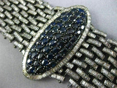 ESTATE EXTRA LARGE 35.47CT DIAMOND & AAA SAPPHIRE 18K BLACK GOLD TENNIS BRACELET