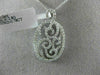 ESTATE LARGE .78CT DIAMOND 18K WHITE GOLD 3D OPEN OVAL FILIGREE FLOATING PENDANT