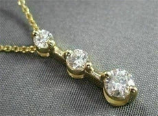 ESTATE .55CT ROUND DIAMONDS 14K GOLD PAST PRESENT FUTURE 3 STONE PENDANT #10479
