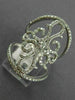 ESTATE EXTRA LARGE .85CT DIAMOND 14KT WHITE GOLD 3D FLOWER OPEN FILIGREE RING