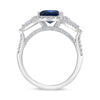 LARGE 3.21CT DIAMOND & AAA SAPPHIRE PLATINUM 3D CUSHION 3 STONE ENGAGEMENT RING