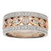 ESTATE .71CT DIAMOND 18K WHITE & ROSE GOLD 3D MULTI ROW BEZEL ANNIVERSARY RING