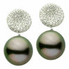 ESTATE LARGE .54CT DIAMOND & AAA TAHITIAN PEARL 14KT WHITE GOLD HANGING EARRINGS