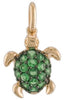 ESTATE .43CT AAA GREEN GARNET 14KT YELLOW GOLD HAPPY TURTLE FUN FLOATING PENDANT