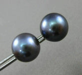 ESTATE AAA TAHITIAN GREY PEARL 14KT YELLOW GOLD 10mm FLORAL STUD EARRINGS #25130