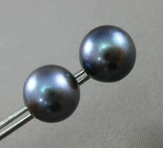 ESTATE AAA TAHITIAN GREY PEARL 14KT YELLOW GOLD 10mm FLORAL STUD EARRINGS #25130