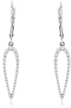 .50CT DIAMOND 14KT WHITE GOLD 3D GRADUATING TEAR DROP LEVERBACK HANGING EARRINGS
