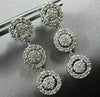 ESTATE 1.39CT DIAMOND 14KT WHITE GOLD 3D CIRCULAR FLOWER HALO HANGING EARRINGS