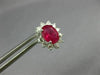 ESTATE 2.61CT DIAMOND & AAA RUBY 14K WHITE GOLD OVAL FLOWER STUD EARRINGS #26511