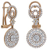 LARGE 2.40CT DIAMOND 18K WHITE ROSE GOLD CLUSTER MULTI CIRCULAR HANGING EARRINGS