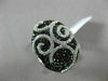 ESTATE LARGE 1.89CT WHITE & BLACK DIAMOND 18KT WHITE GOLD OVAL FILIGREE FUN RING