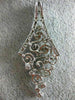 LARGE 1.0CT DIAMOND 14KT WHITE GOLD TEAR DROP FILIGREE FLOWER INFINITY PENDANT