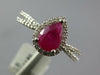 .94CT DIAMOND & AAA RUBY 14KT WHITE GOLD PEAR SHAPE & ROUND HALO FRIENDSHIP RING
