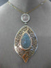 LARGE 1.2CT DIAMOND & AGATE & AQAUMARINE 14K WHITE & ROSE GOLD FILIGREE NECKLACE