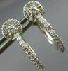 ANTIQUE .80CT DIAMOND 14KT WHITE GOLD CIRCULAR HALO HOOP HUGGIE EARRINGS #15706