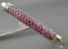 ESTATE 1.15CT PINK SAPPHIRE 14KT WHITE GOLD 3D CLASSIC MULTI ROW BANGLE BRACELET