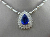 ESTATE LARGE 4.94CT DIAMOND & TANZANITE 18K WHITE GOLD DROP DOUBLE HALO NECKLACE