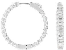 6.90CT DIAMOND 14KT WHITE GOLD BAGUETTE LUCIDA INSIDE OUT HOOP HANGING EARRINGS