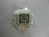 WIDE .50CT WHITE & CHOCOLATE FANCY DIAMOND 14KT TWO TONE GOLD DDOUBLE HALO RING