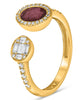 1.06CT DIAMOND & AAA RUBY 14KT YELLOW GOLD OVAL ROUND & BAGUETTE SOLITAIRE RING