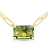 2.01CT AAA GREEN SAPPHIRE 18KT YELLOW GOLD EMERALD CUT SOLITAIRE LOVE NECKLACE