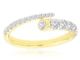 ESTATE .61CT DIAMOND 14K YELLOW GOLD ROUND GRADUATING CRISS CROSS SNAKE FUN RING