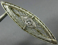 ANTIQUE .20CT OLD MINE DIAMOND 14K WHITE GOLD 3D OPEN FILIGREE PIN BROOCH #18967