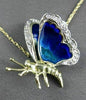 ANTIQUE .25CT DIAMOND 14KT TWO TONE GOLD 3D ENAMEL BUTTERFLY NECKLACE #23628