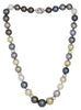 5.25CT AAA MULTI COLOR PEARL DIAMOND 18K WHITE GOLD 3D BY THE YARD LOVE NECKLACE