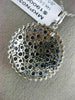 ESTATE LARGE 3.22CT DIAMOND & AAA SAPPHIRE 14KT WHITE GOLD ROUND CLUSTER PENDANT