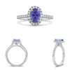 1.55CT DIAMOND & AAA TANZANITE 14KT WHITE GOLD CLASSIC OVAL HALO ENGAGEMENT RING