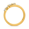 WIDE .62CT DIAMOND 14KT YELLOW GOLD MULTI SHAPE CLUSTER CRISS CROSS BYPASS RING