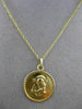 ESTATE 14KT YELLOW GOLD 3D CIRCULAR MOTHER MARY FLOATING PENDANT & CHAIN #25005