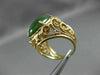 ANTIQUE LARGE AAA GREEN JADE 14KT YELLOW GOLD FILIGREE FLOWER FUN RING #19565